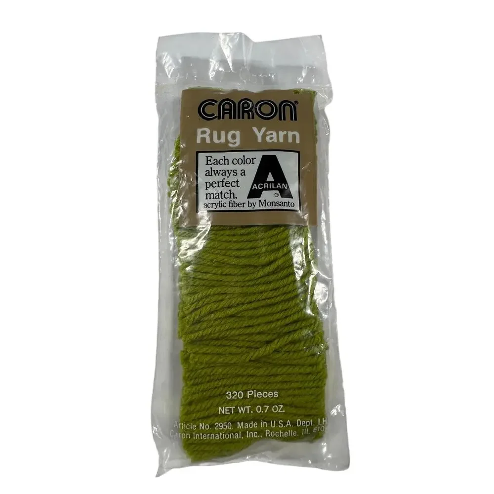 CARON Rug Yarn Lot 20 Chartreuse 0136 Acrylic Acrilan Latch Hook 320 Pieces NEW